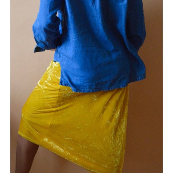 Velvet Canary Yellow Skirt - Picture 2 of 3